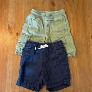 2 Pairs Boys GAP Twill Shorts Cargo Elastic Waist Sz 4-5